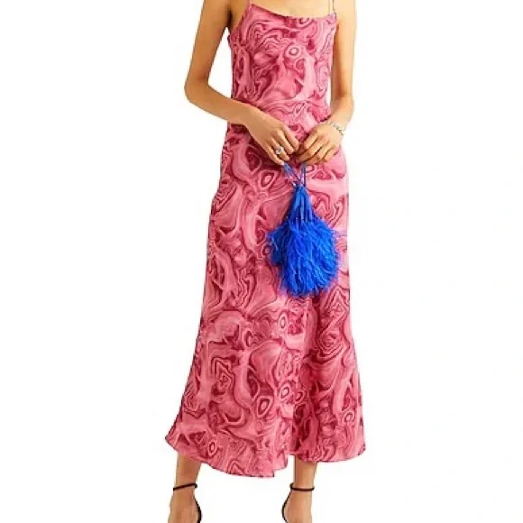 open lace back dress 16ARLINGTON Secondhand Blush Pink Feather Trim Minelli Midi Dress :  Amazon.de: Amazon Luxury main image 0
